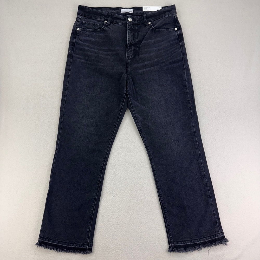 LOFT High Waist Kick Crop Raw Hem Jeans